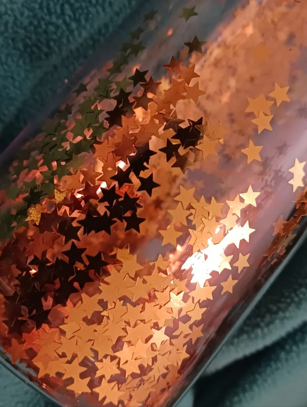 Pier 1 Gold Faceted Dronk Bottle with Star Glitter